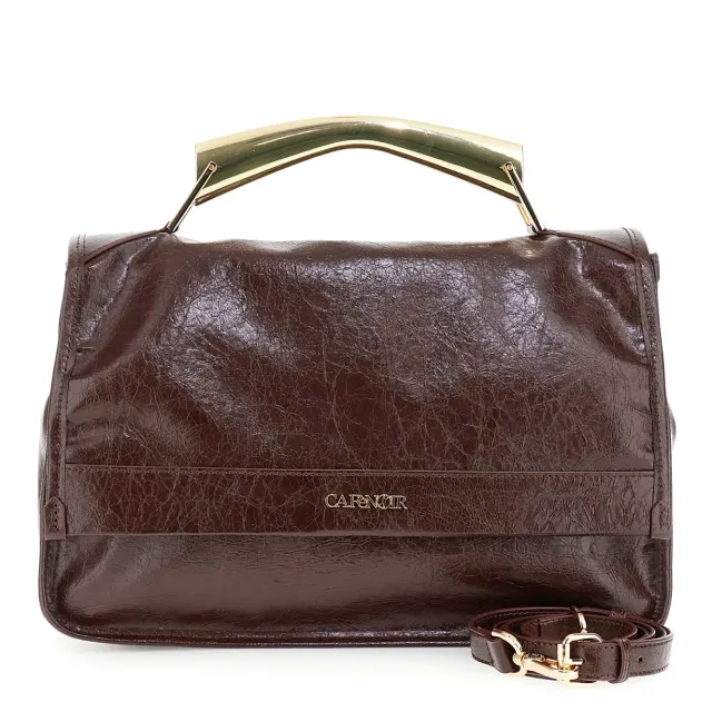 CafèNoir Borsa a Mano Lucida Burgundy con Pattina