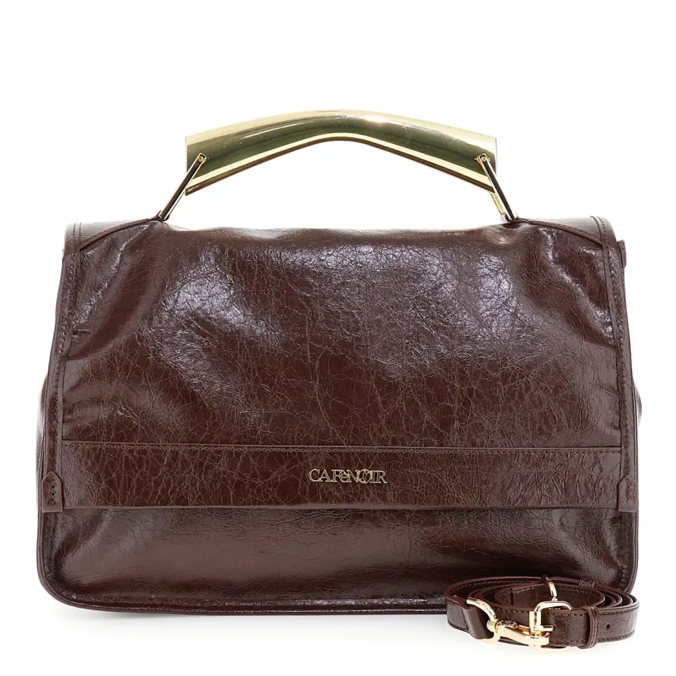 CafèNoir Borsa a Mano Lucida Burgundy con Pattina