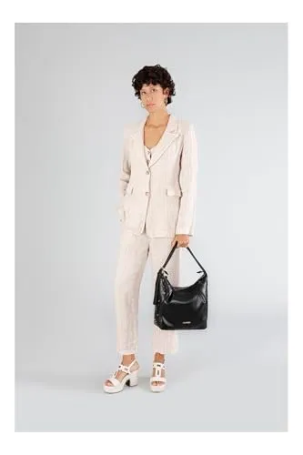CafèNoir Sacca Pieghe Borsa Nera Laseratura Floreale