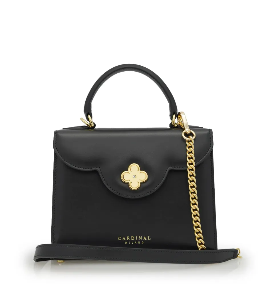 Cardinal Milano First Lady Small Black borsa vitello nero