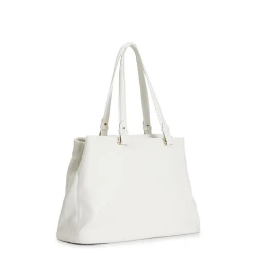 CafèNoir Treccia Metallo Shopping Bag Bianca Morbida
