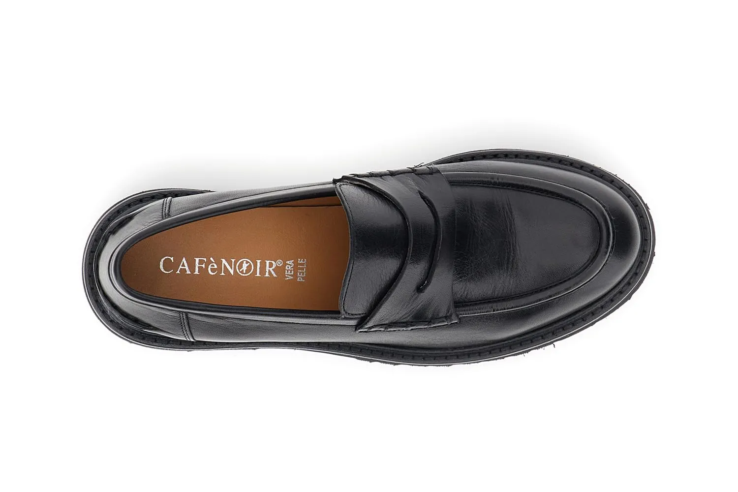 CafèNoir Mocassini Donna Pelle Nero Suola Carrarmato 39