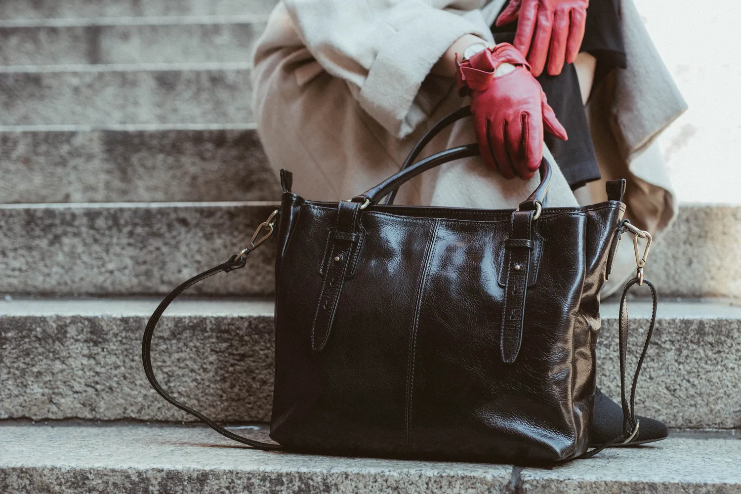 Aigin Milano Tote borsa marrone scuro tracolla rimovibile