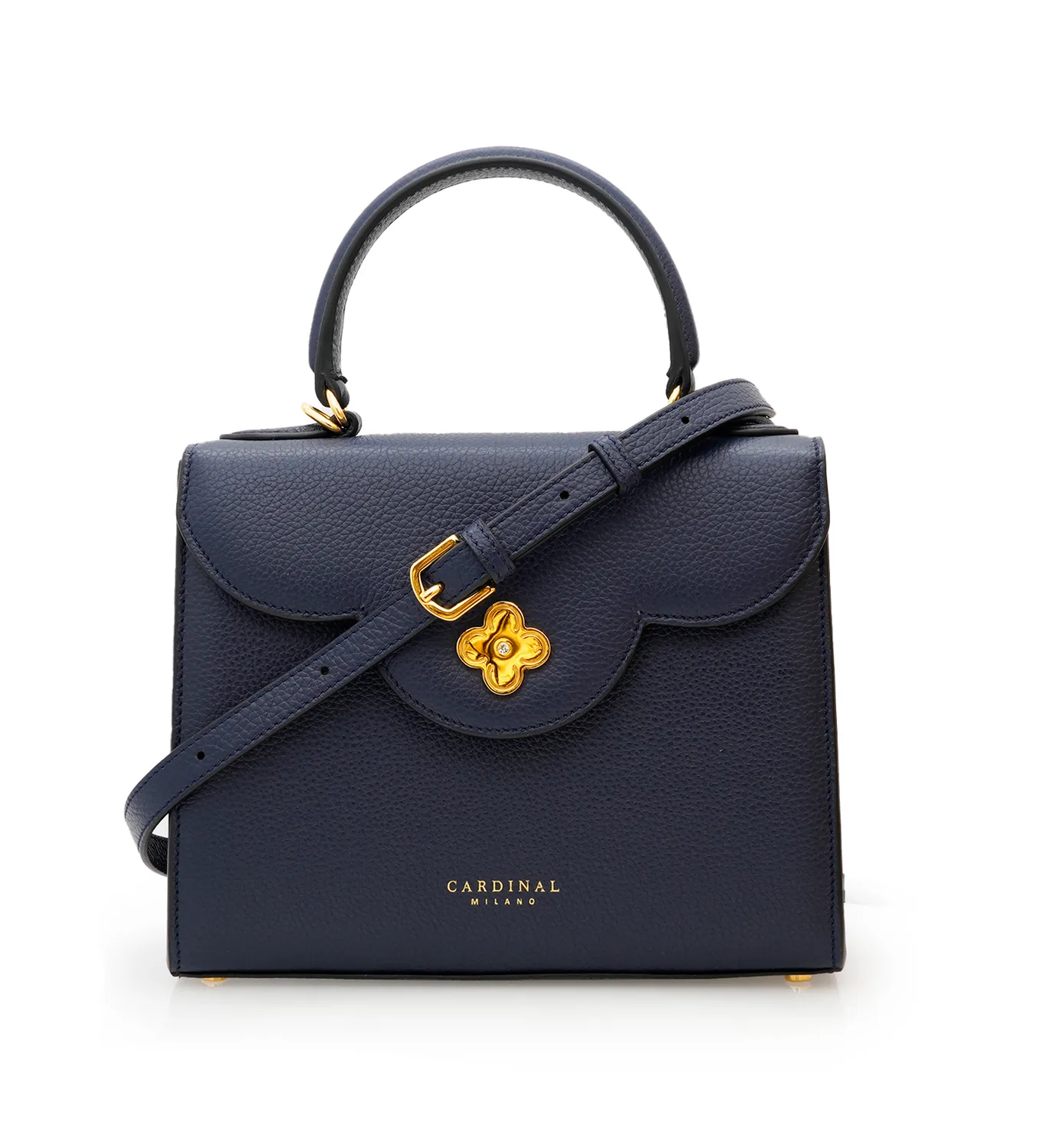 Cardinal Milano First Lady borsa pelle blu navy martellata