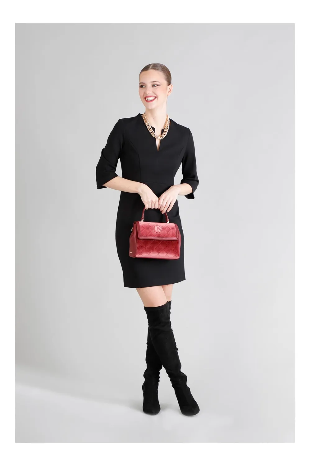 CafèNoir Borsa Mano Pattina Velluto Bordeaux