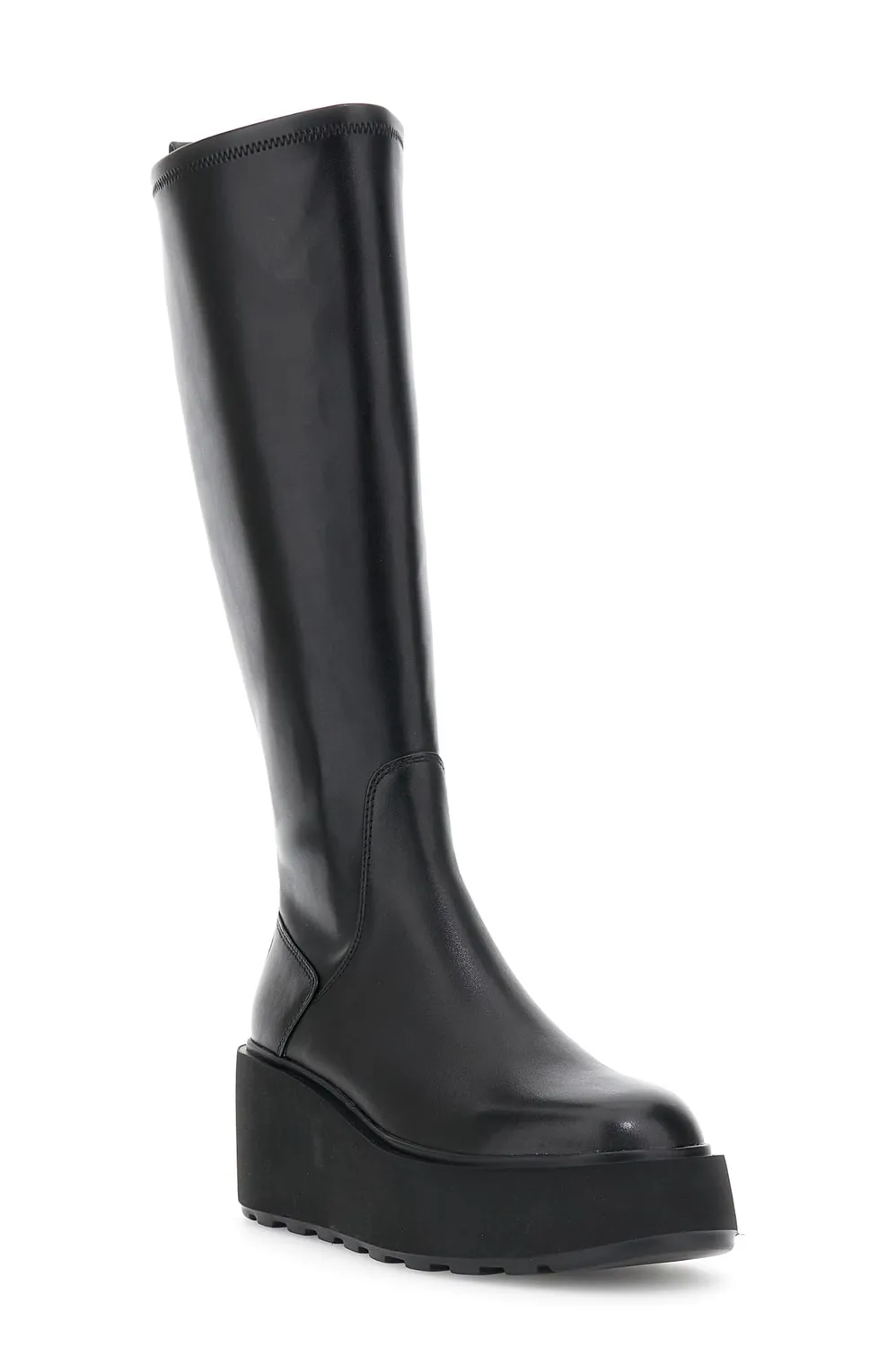 CafèNoir stivali pelle donna neri tacco 7,5 cm plateau