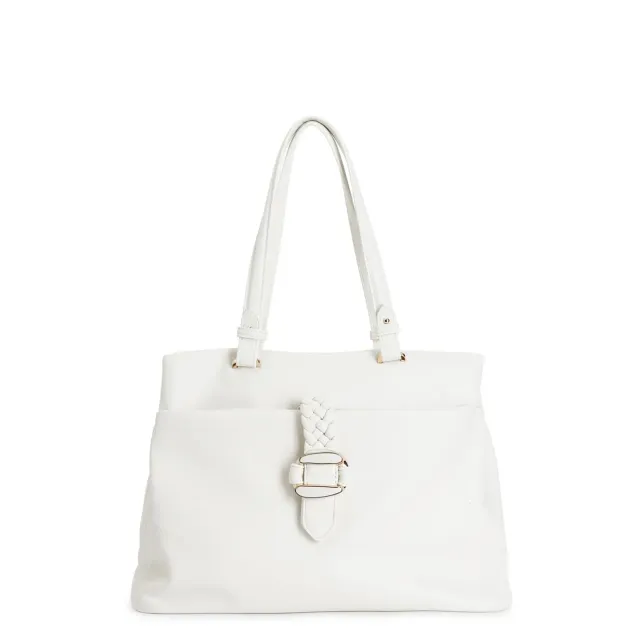 CafèNoir Treccia Metallo Shopping Bag Bianca Morbida