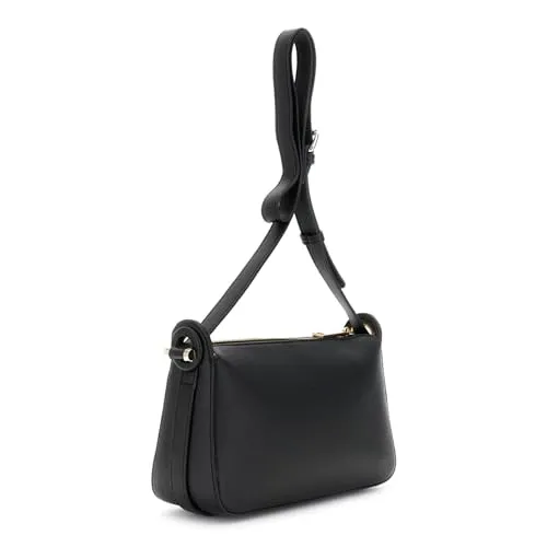 CafèNoir Camera Bag Effetto Pelle Nera Occhielli
