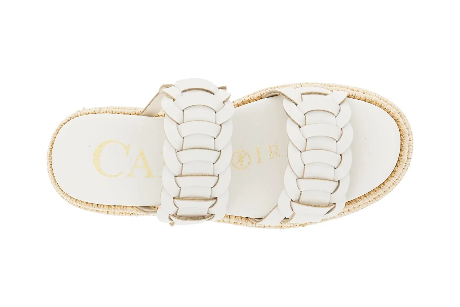 CafèNoir Sandalo Zeppa Rafia Off White Due Fasce 36