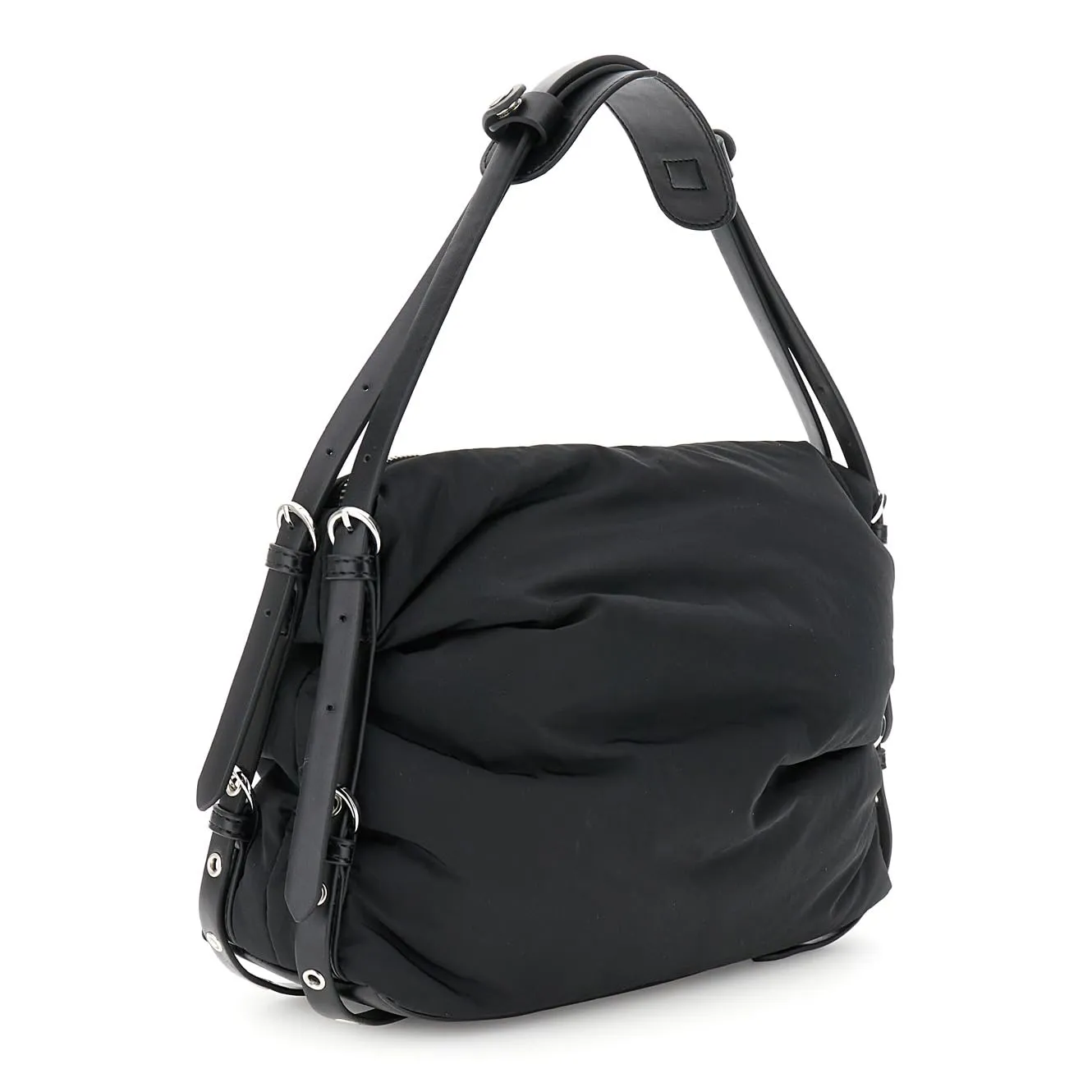 CafèNoir Sacca Nylon Nera con Cinghie Regolabili