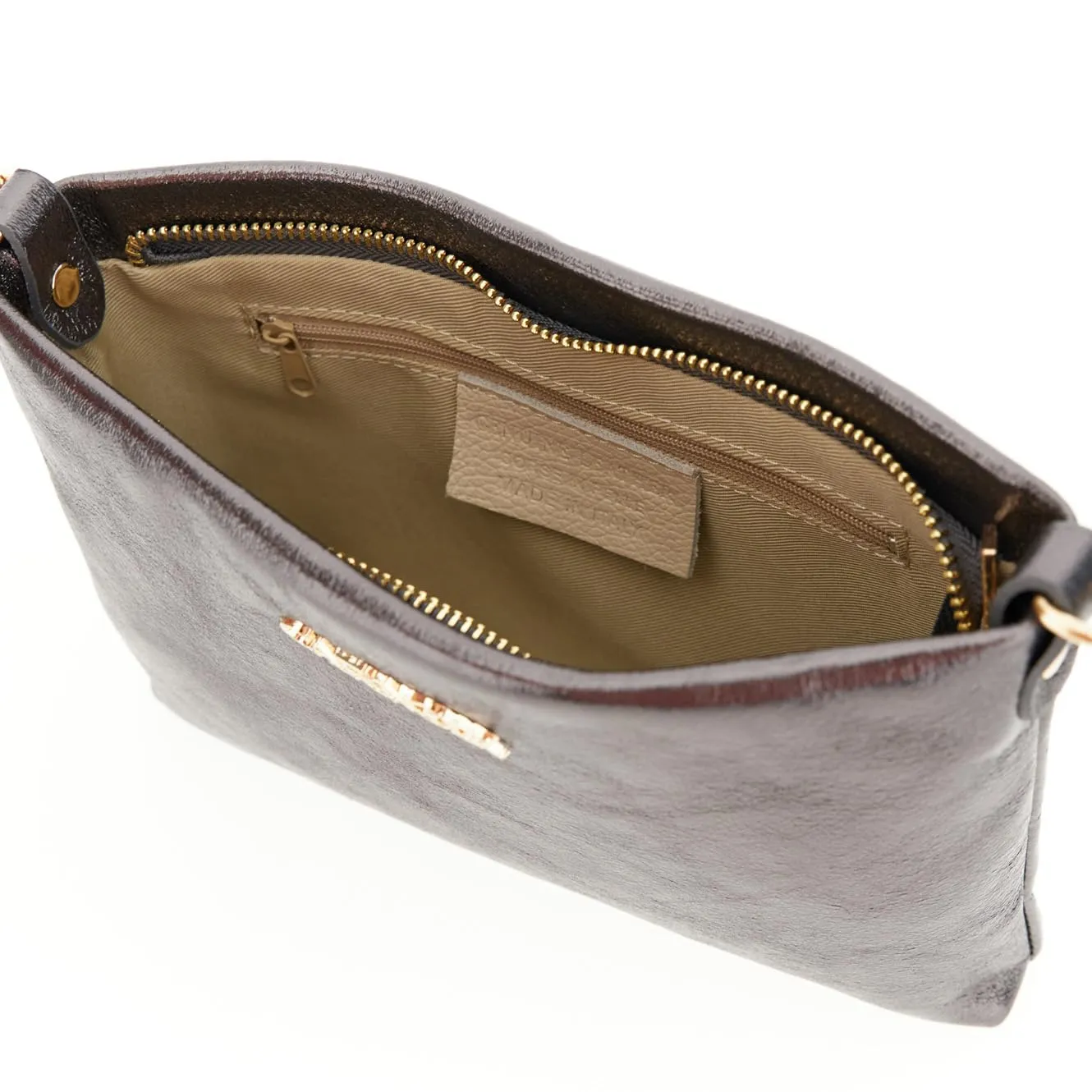 CafèNoir Pochette Pelle Metallizzata con Catena da Donna