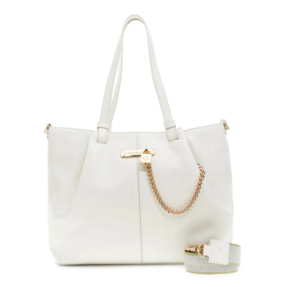 CafèNoir Shopping Bag Donna Avorio Catena Lucchetto