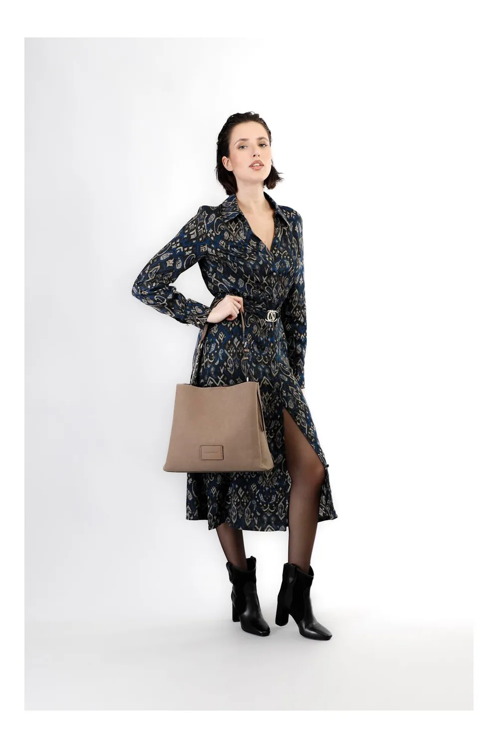 CafèNoir Spalla Effetto Suede Borsa a Tracolla Taupe