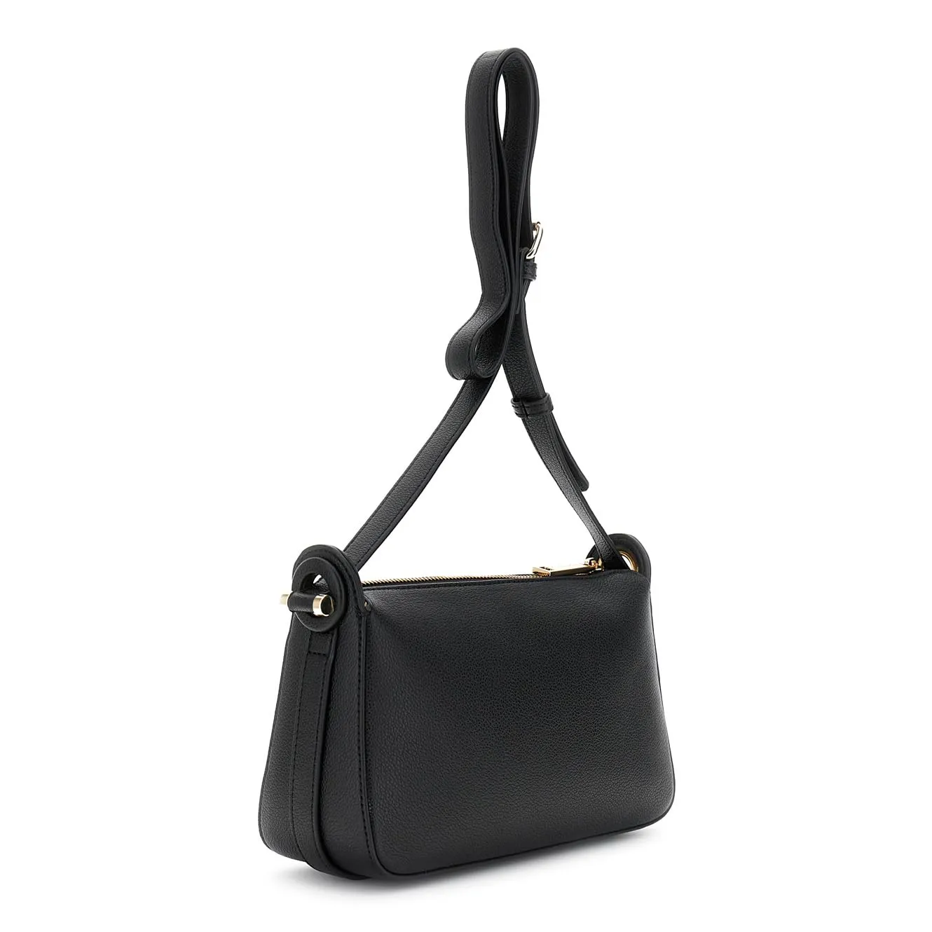 CafèNoir Camera Bag Effetto Pelle Nera Occhielli