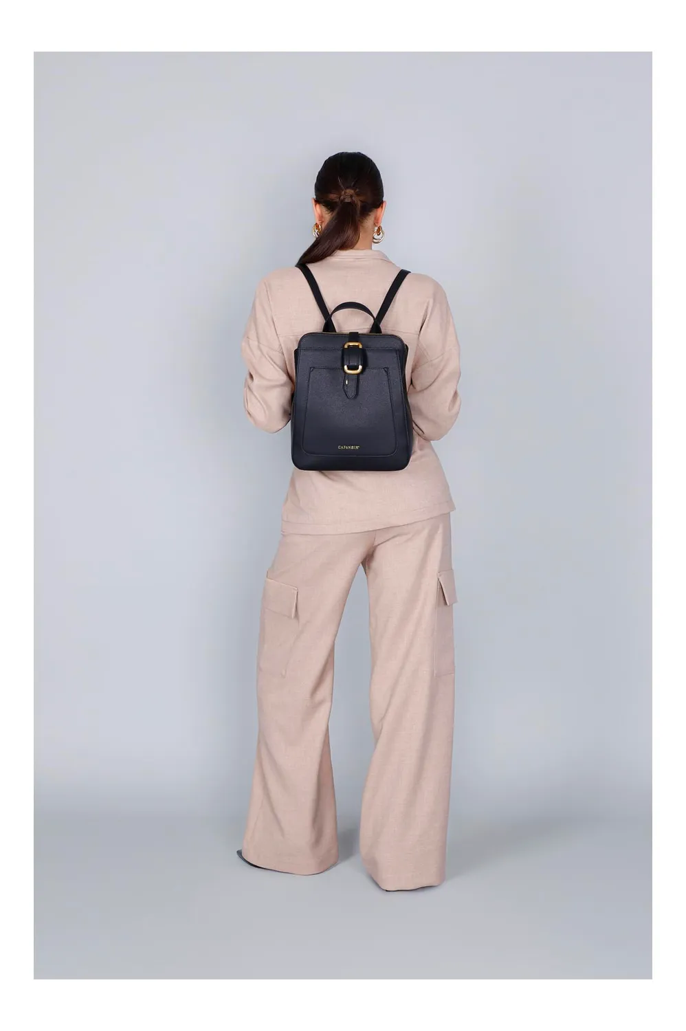 CafèNoir Zaino Effetto Pelle Saffiano Nero Donna