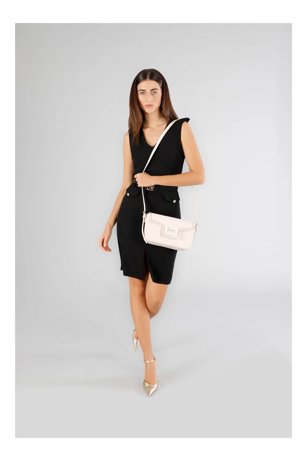 CafèNoir Saffiano borsa a spalla bianca smaltata