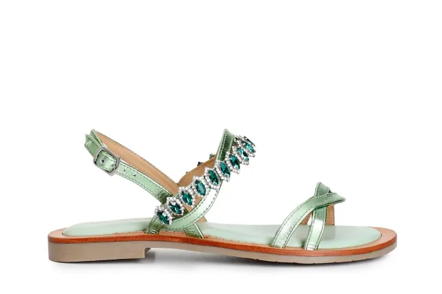 CafèNoir Doppia Fascia Sandali Menta Strass 39 EU