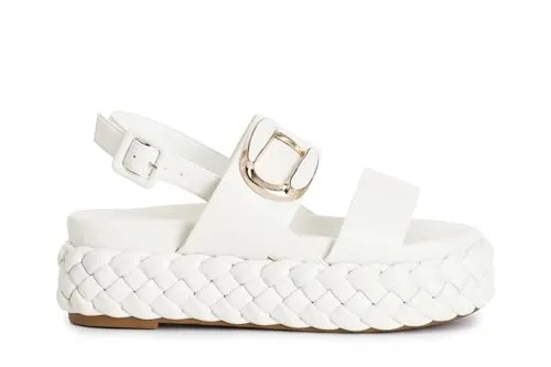 CafèNoir Sandali Donna Due Fasce Treccia Bianco 39