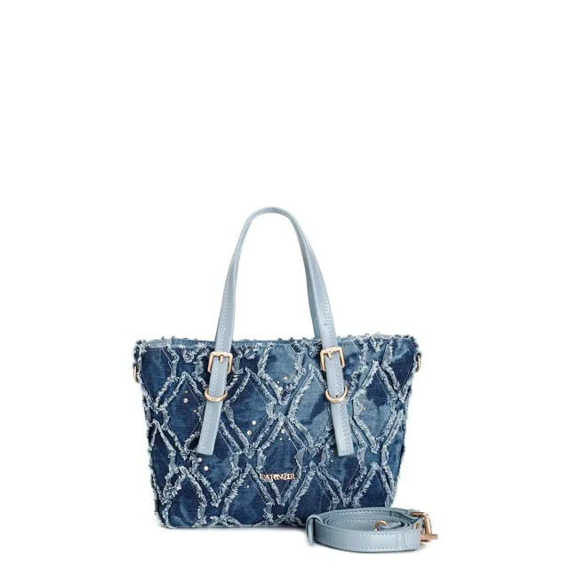 CafèNoir Mini Tote Denim Jeans Strass Borchie