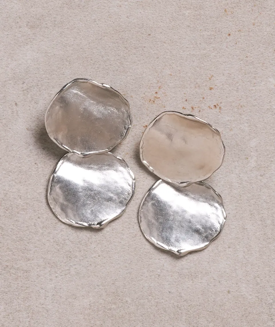 Figus Onda Double Silver orecchini argento satinato