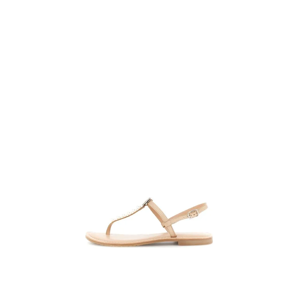 CafèNoir Sandali Infradito Flat in Pelle Fibbia Gioiello