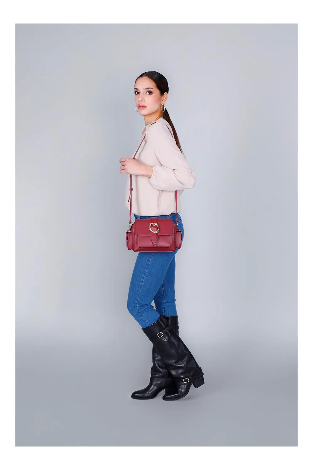 CafèNoir Pattina Borsa a Spalla Bordeaux Multi Tasche