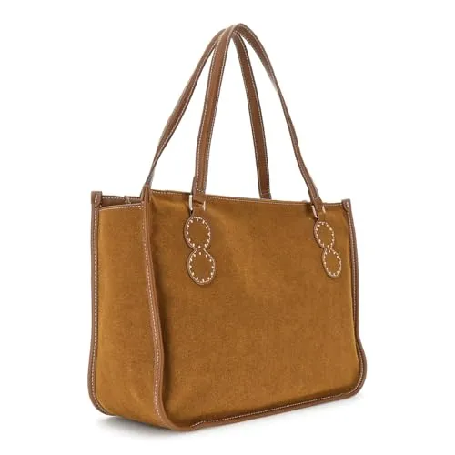 CafèNoir Shopping Camoscio borsa marrone borchie