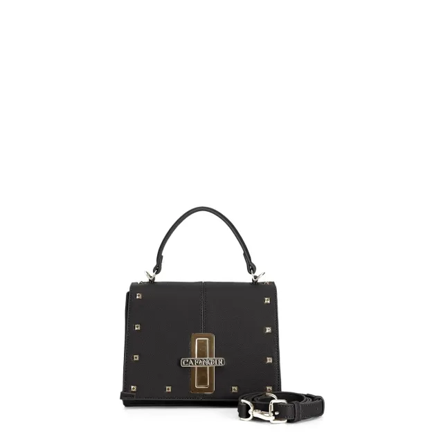 CafèNoir Pattina Borchie Borsa a Spalla Nera Twist Lock