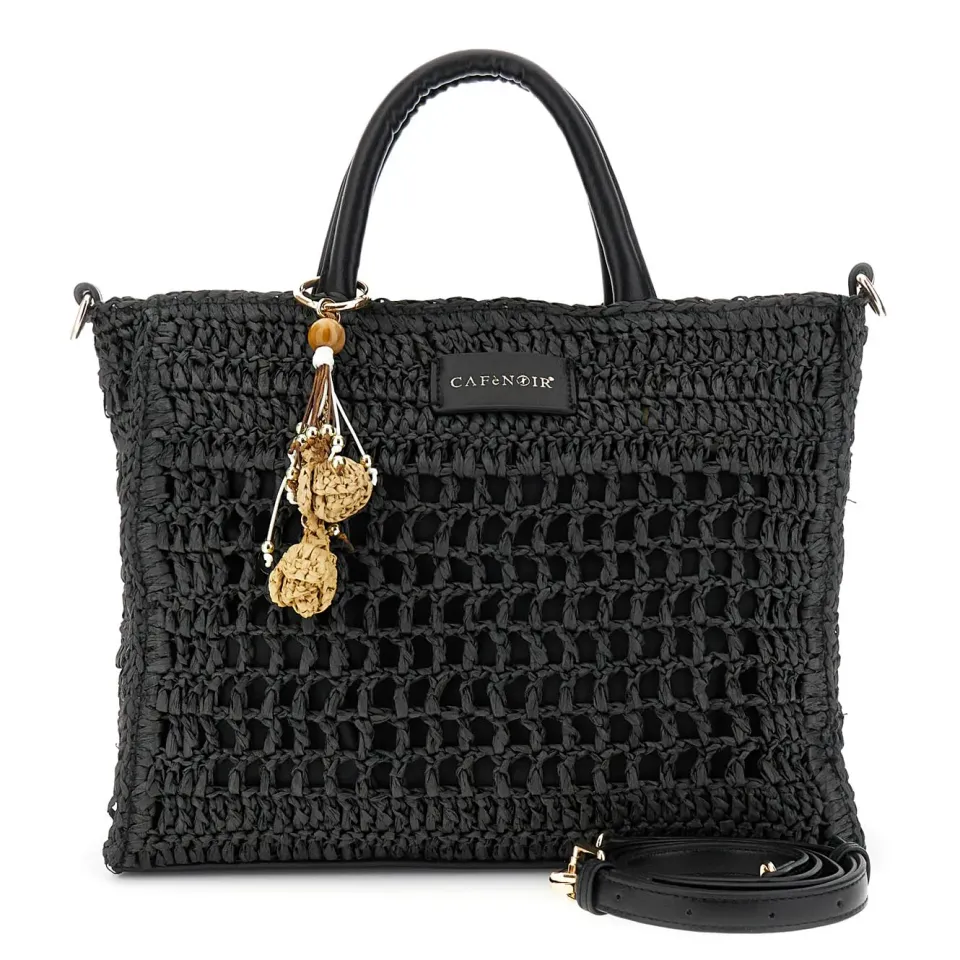 CafèNoir Crochet borsa a mano rafia con charms