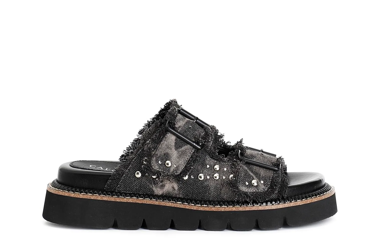 CafèNoir ciabatta donna denim doppia fibbia zeppa