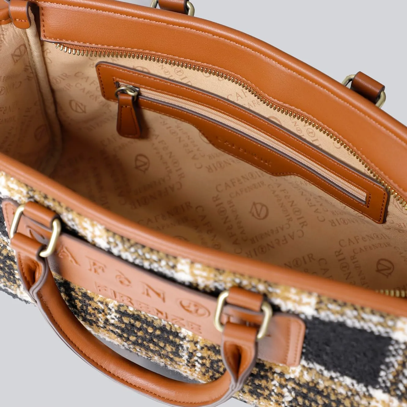 CafèNoir Quadri Placca Logo minibag cuoio con tracolla