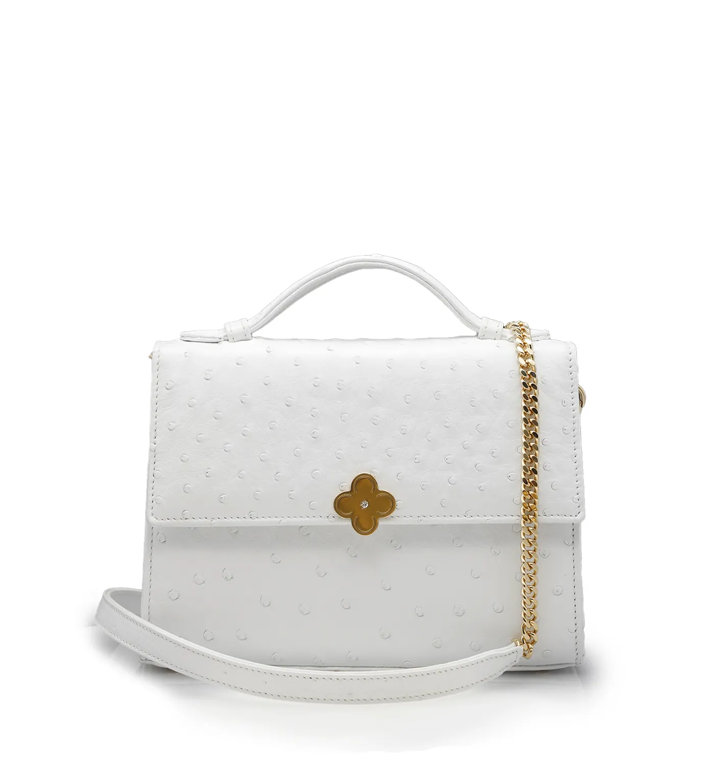 Cardinal Milano Miss Cardinal White Ostrich Borsa a Spalla Bianca Struzzo