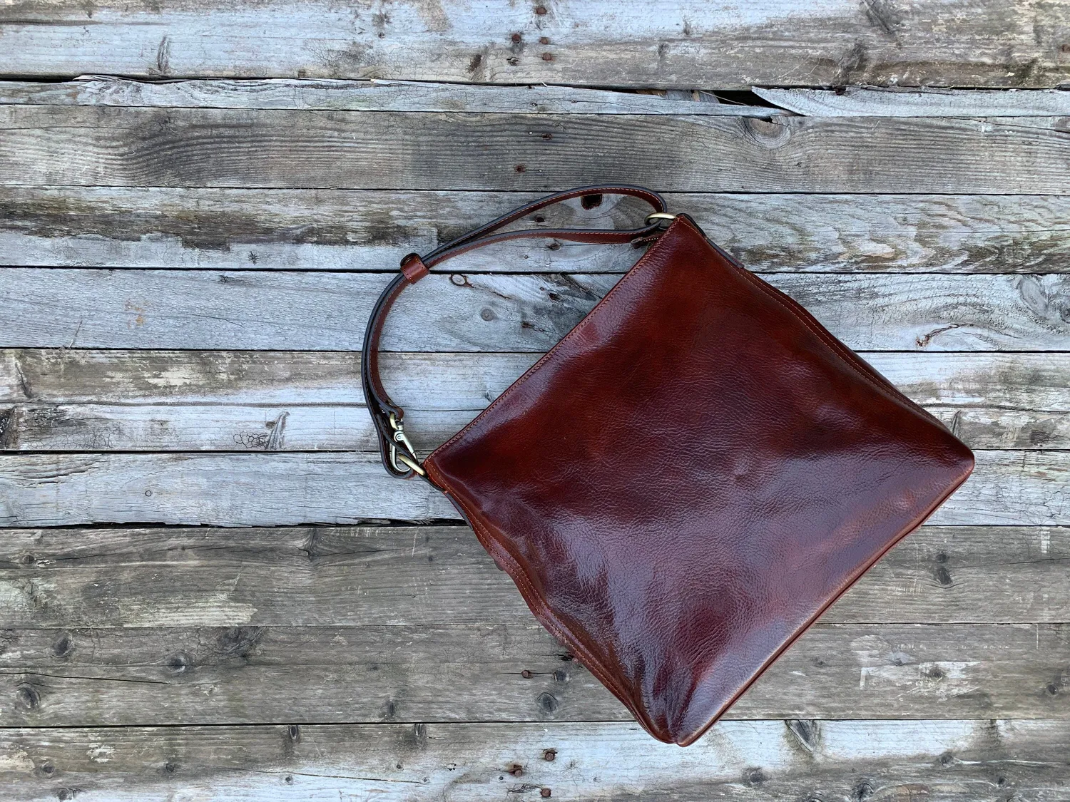 Aigin Milano Borsa Tote in Pelle Marrone Chiaro con zip