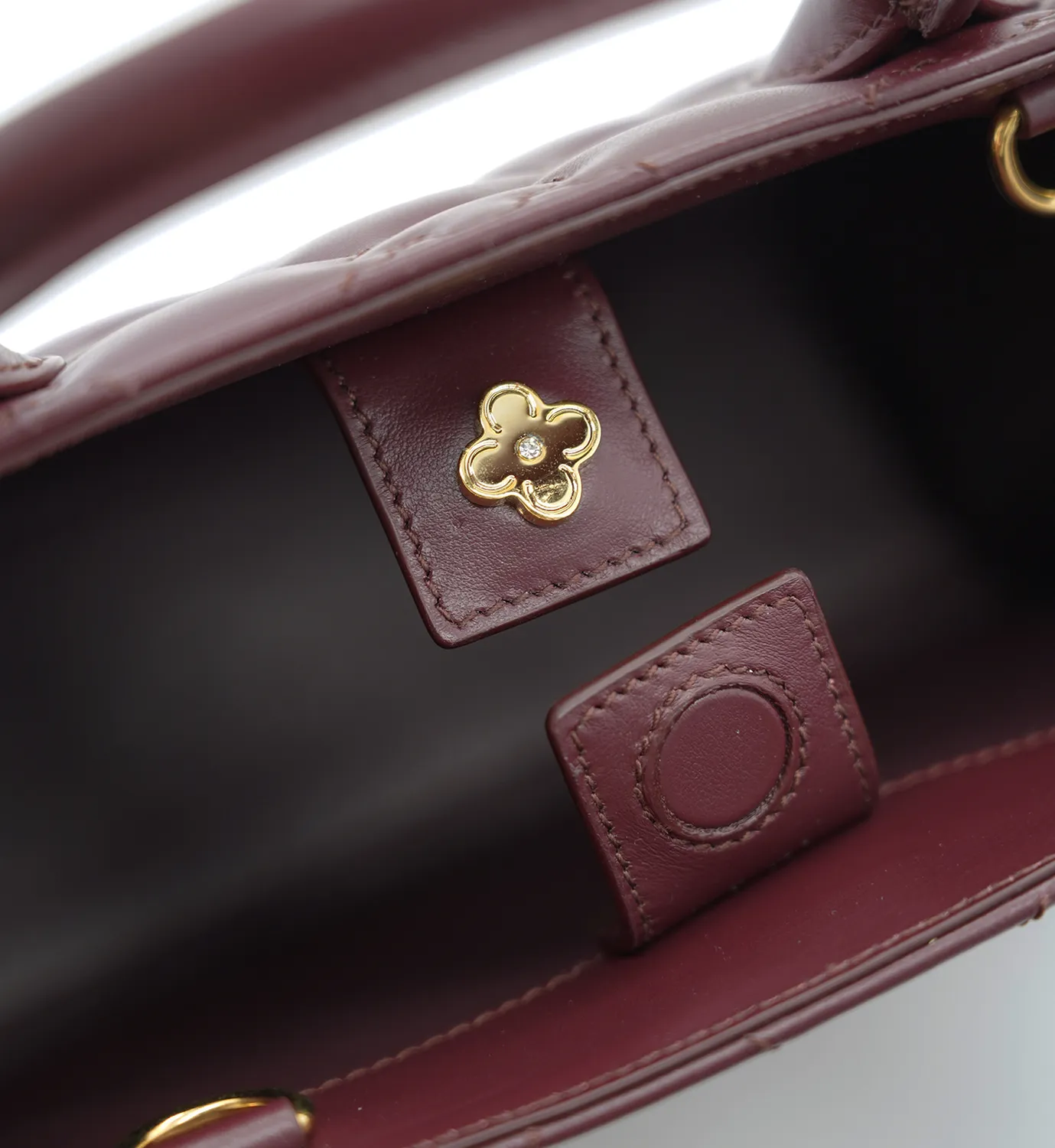 Cardinal Milano Tote Small borsa bordeaux vitello trapuntato