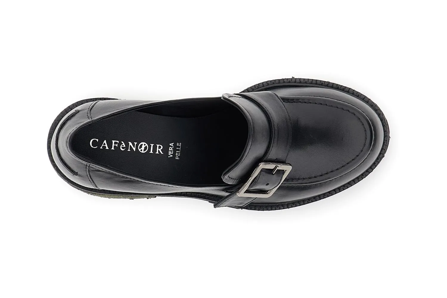 CafèNoir Mocassini Pelle Fibbia Carrarmato Testa Moro