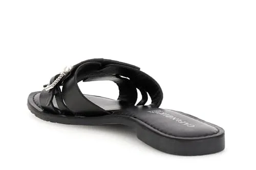 CafèNoir Ciabatta Flat Pelle Fibbia Gioiello Donna Oro