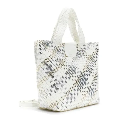 CafèNoir Tote Reversibile Intrecciata borsa Argento/Bianco