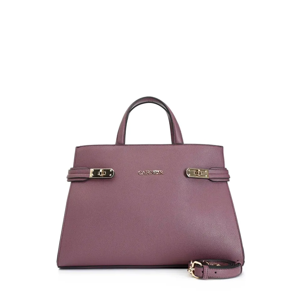 CafèNoir Tote Bottalata Vinaccia con Chiusure Metallo