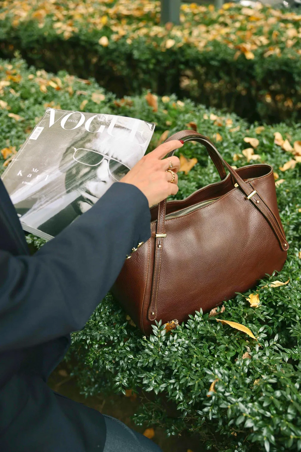 Aigin Milano Borsa Everyday in Pelle Verde pieno fiore