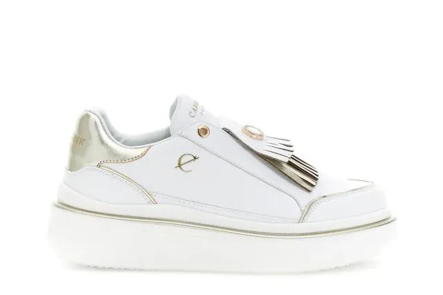 CafèNoir slip-on sneakers donna pelle bianco oro 35