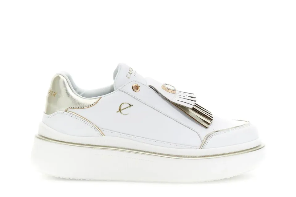 CafèNoir slip-on sneakers donna pelle bianco oro 35