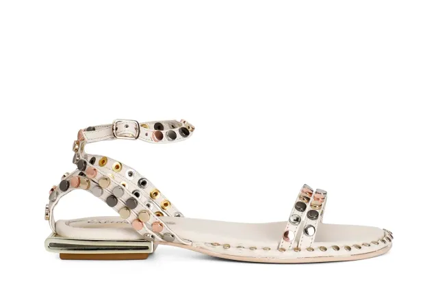 CafèNoir Gilda sandali pelle osso borchie multicolor