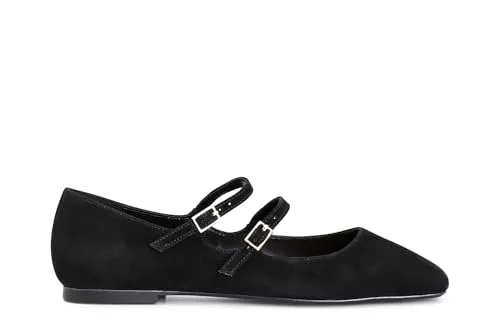 CafèNoir Ballerine Camoscio Nero Doppio Laccio Fibbia