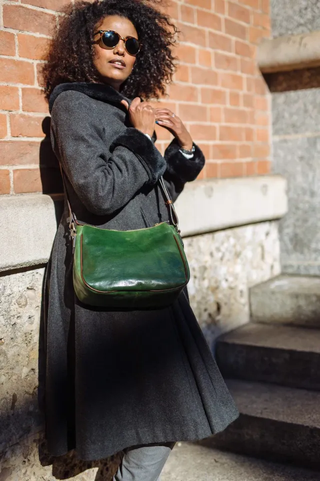 Aigin Milano Messenger borsa tracolla verde concia vegetale