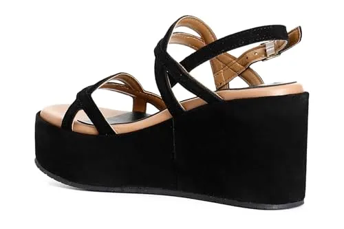 CafèNoir Sandali Zeppa Scamosciata Neri 39 Zeppa 9,5 cm