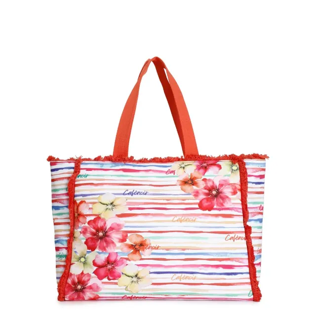 CafèNoir Borsa Mare Tessuto Stampato Rossa con Frange