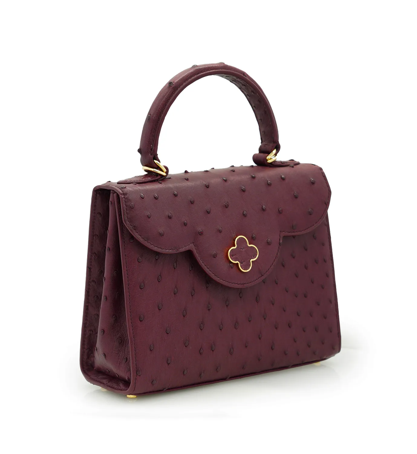 Cardinal Milano First Lady borsa bordeaux struzzo oro