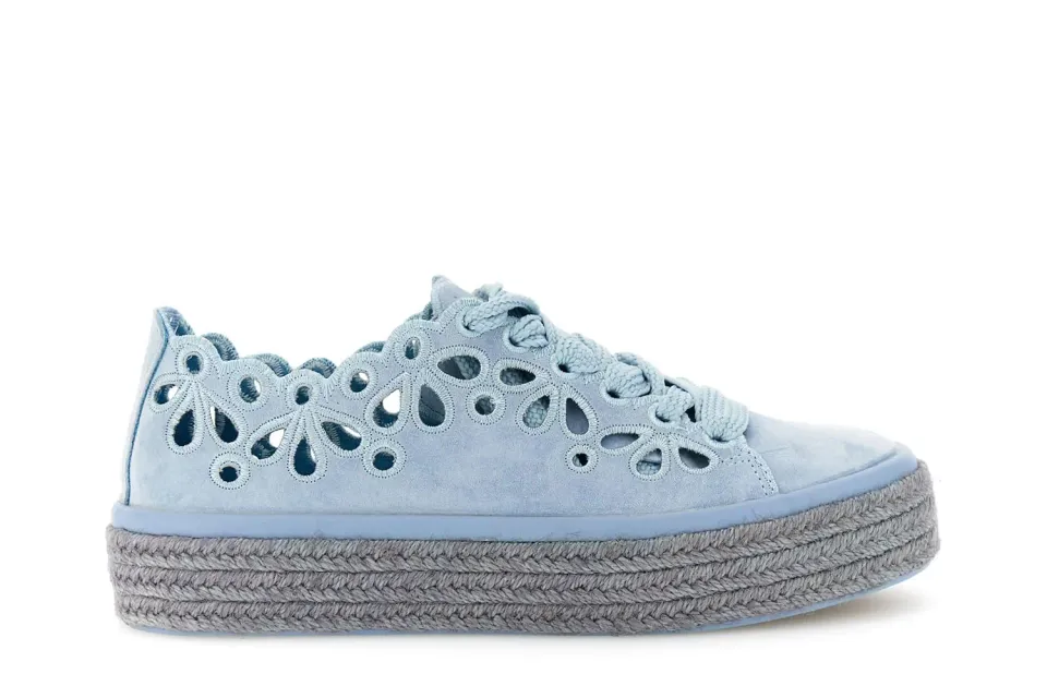 CafèNoir Sneakers Pelle Intagli Laserati Donna Cielo