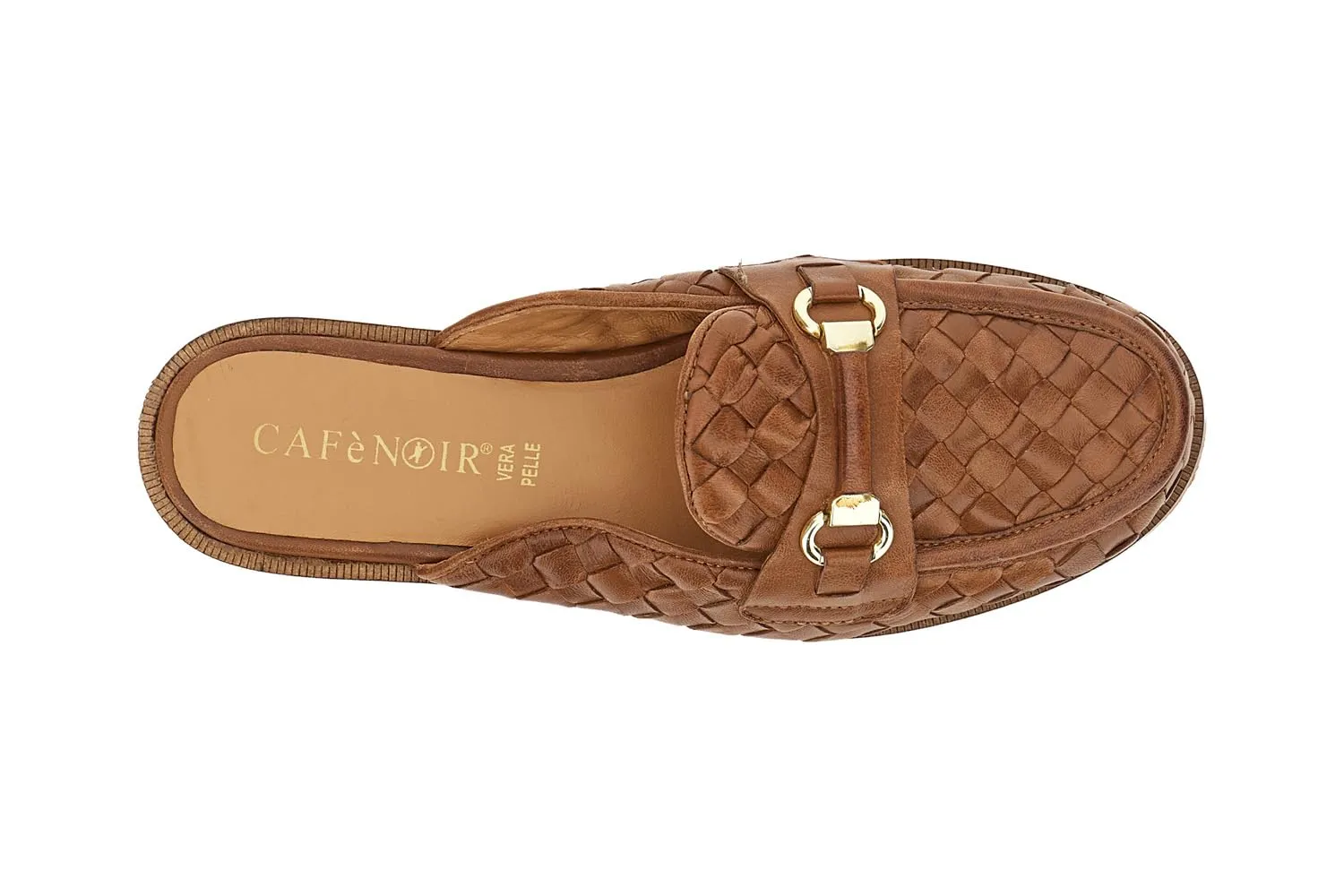 CafèNoir sabot donna pelle intrecciata con morsetto