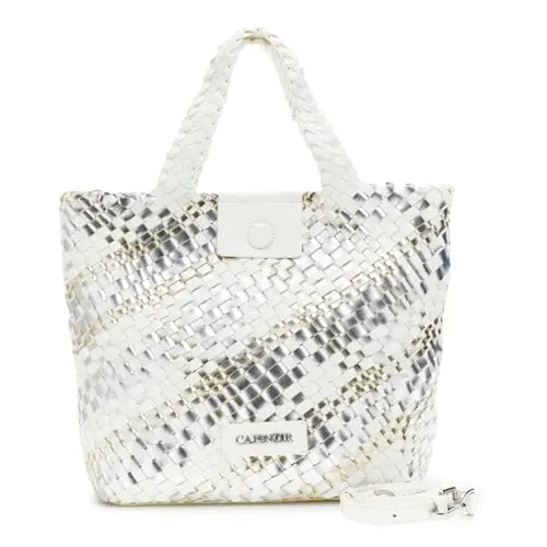 CafèNoir Tote Reversibile Intrecciata borsa Argento/Bianco